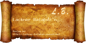 Lackner Balabán névjegykártya